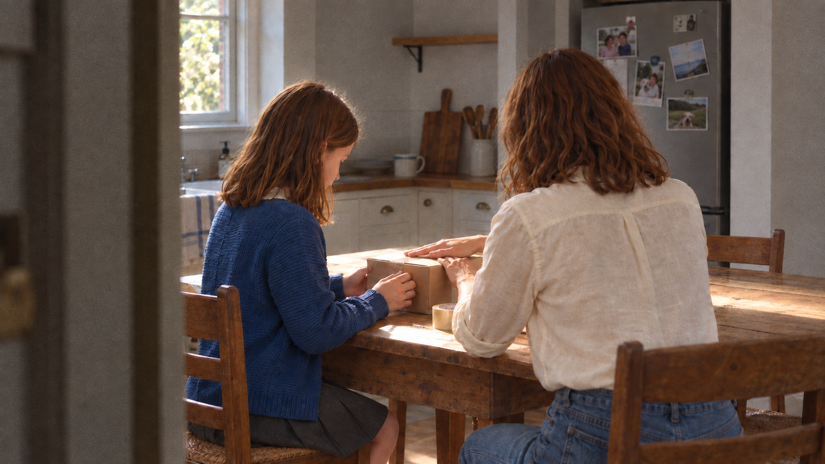 The founder and her daughter seal a parcel for their first customer.