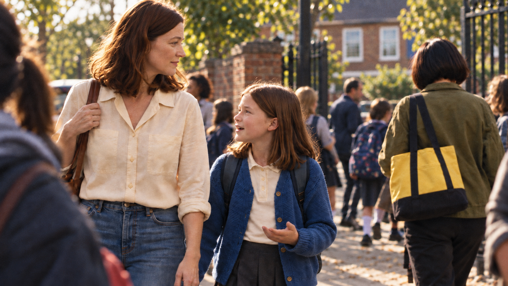 Jo and her daughter notice a stranger carrying her yellow bag outside school.